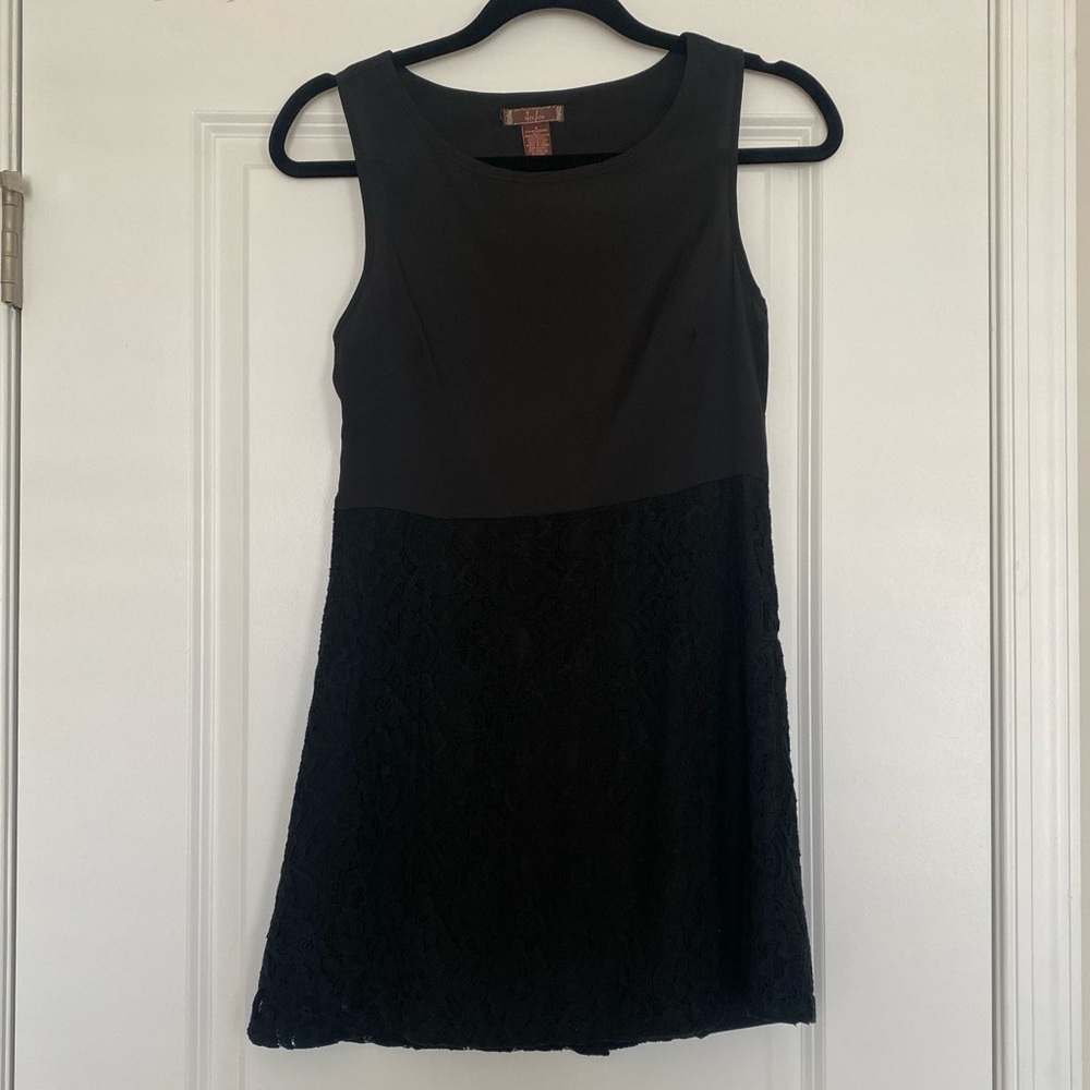 Black Mini Lace Dress With Open Back